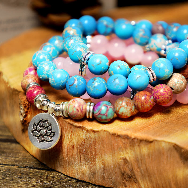 Wear FengShui Tibetan Purple Miano Real Bead Harmony Lotus Mala