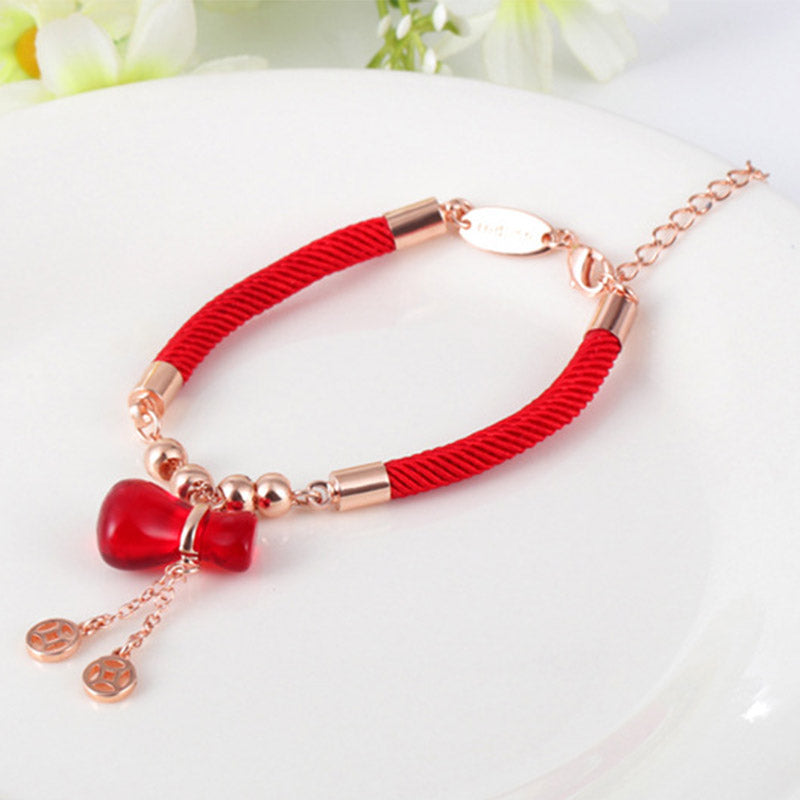 Wear FengShui Wealth Attractor Red Agate Red Rope Bracelet