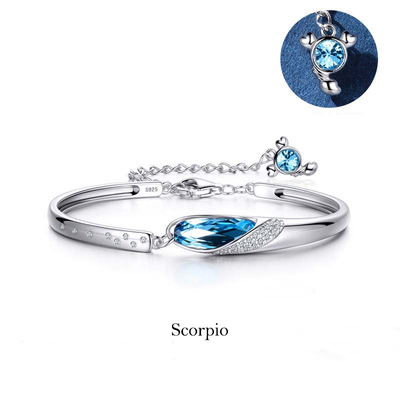 Wear FengShui 925 Silver Plated Copper 12 Constellations of the Zodiac Charm Bracelet