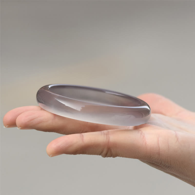 Wear FengShui Natural Gray Chalcedony Harmony Bangle Bracelet