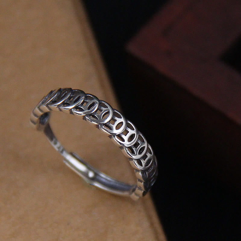 Wear FengShui Vintage Copper Coin Design Luck Adjustable Ring