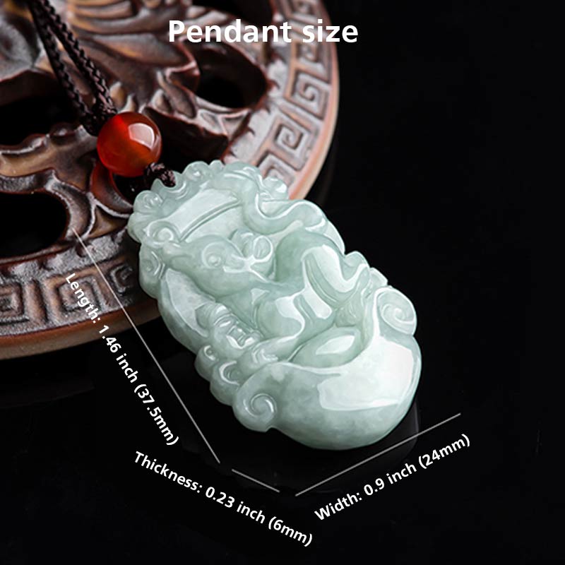Wear FengShui Natural Jade 12 Chinese Zodiac Sucess Pendant Necklace