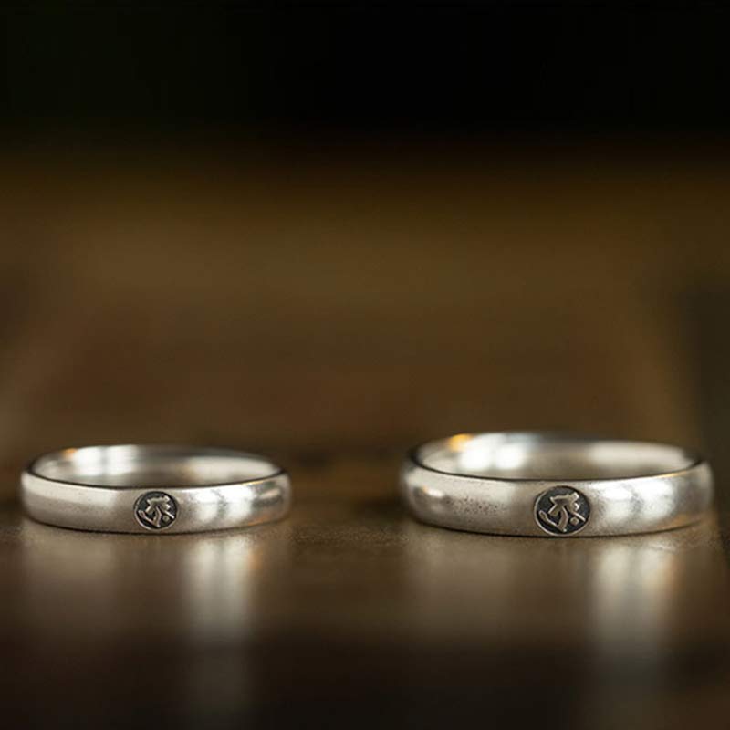 Wear FengShui 925 Sterling Silver Chinese Zodiac Natal Buddha Blessing Couple Ring