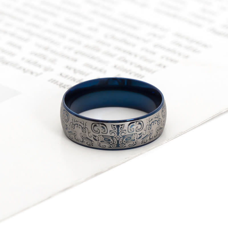 Wear FengShui Lucky Mythological Creature Taotie Wealth Titanium Steel Ring