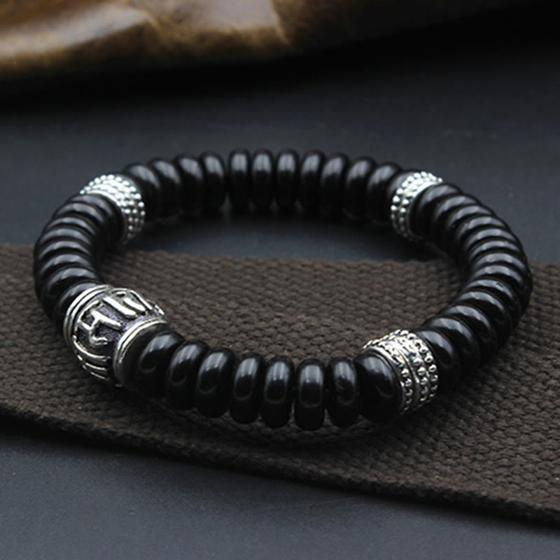 Wear FengShui Natural Tibetan Coconut Shell Om Mani Padme Hum Positive Bracelet