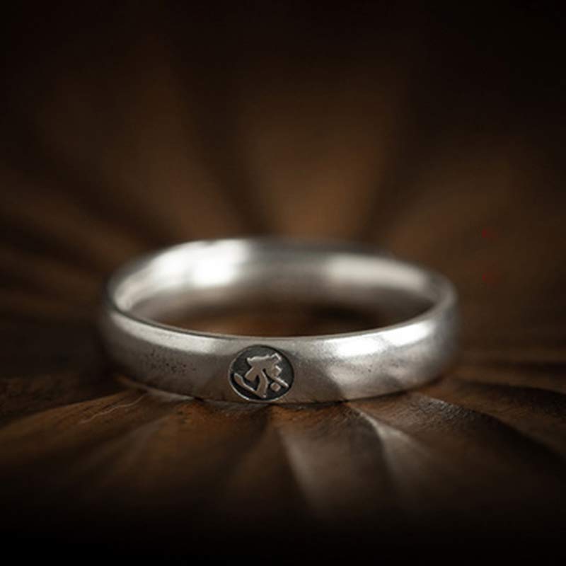 Wear FengShui 925 Sterling Silver Chinese Zodiac Natal Buddha Blessing Couple Ring