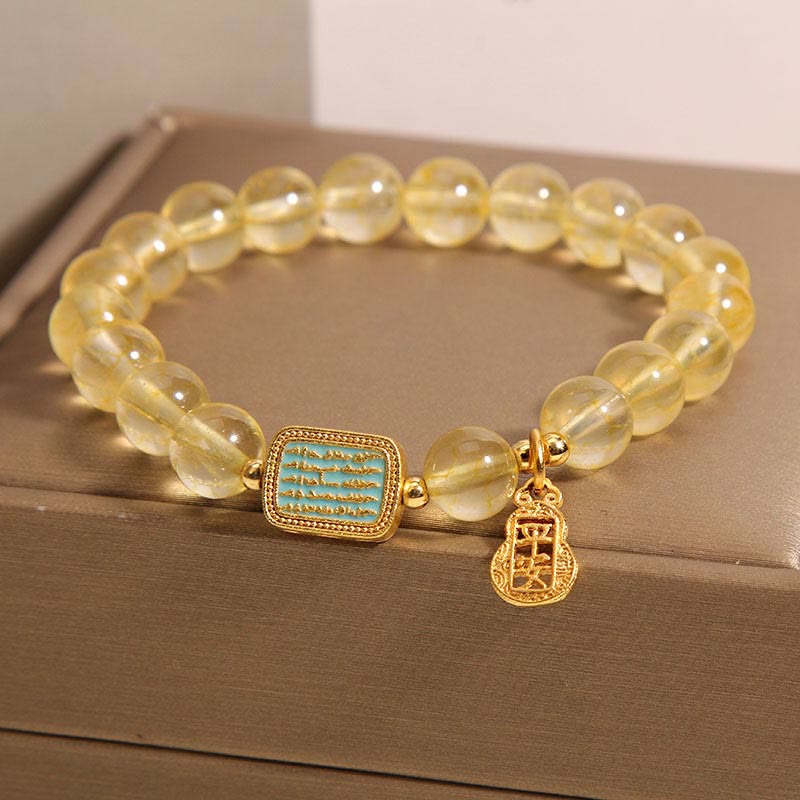 Wear FengShui Natural Citrine Five Scriptures Generosity Bracelet
