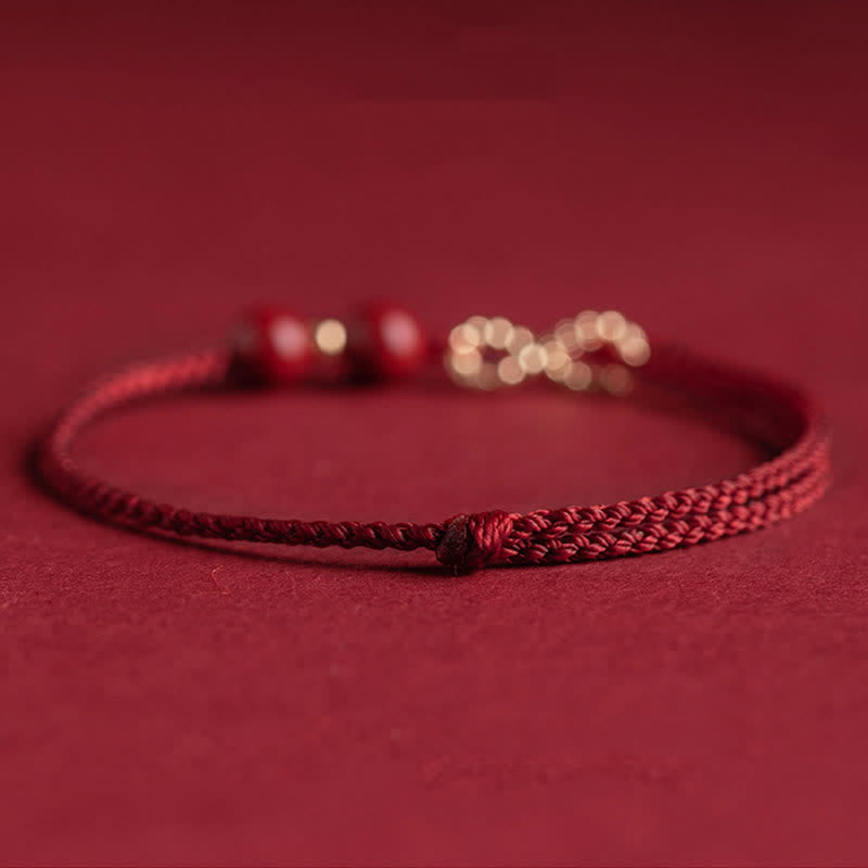 Wear FengShui Cinnabar Blessing Red String Golden Infinity Symbol Bracelet Anklet