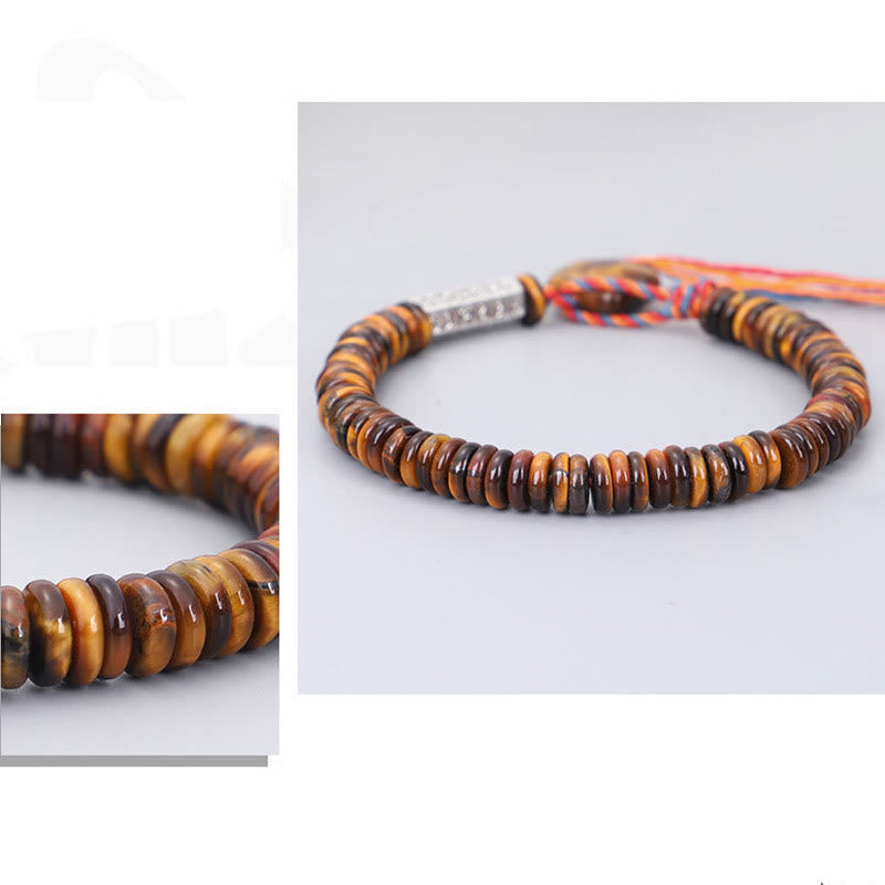 Wear FengShui Tibetan Tiger Eye Om Mani Padme Hum Protection Power Bracelet
