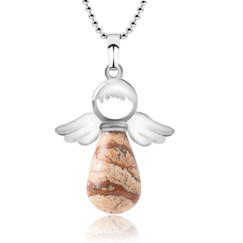 Wear FengShui Little Angel Wings Natural Crystal Luck Necklace Pendant