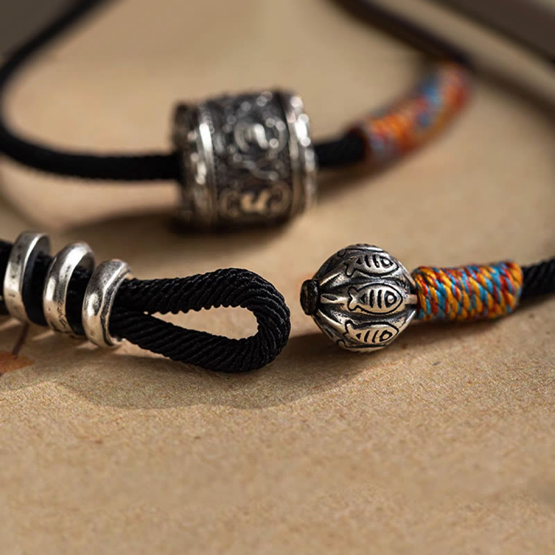 Wear FengShui Tibetan Om Mani Padme Hum Carved Amulet Double Wrap Bracelet
