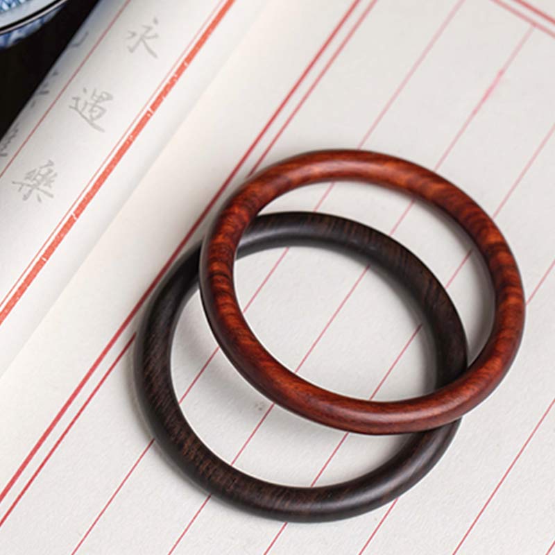 Wear FengShui Tibetan Small Leaf Red Sandalwood Ebony Green Sandalwood Protection Bracelet Bangle