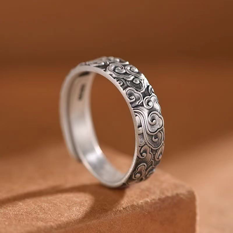Wear FengShui Vintage Auspicious Clouds Pattern Luck Ring
