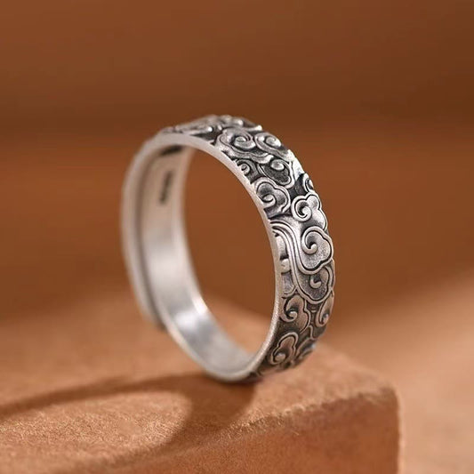 Wear FengShui Vintage Auspicious Clouds Pattern Luck Ring