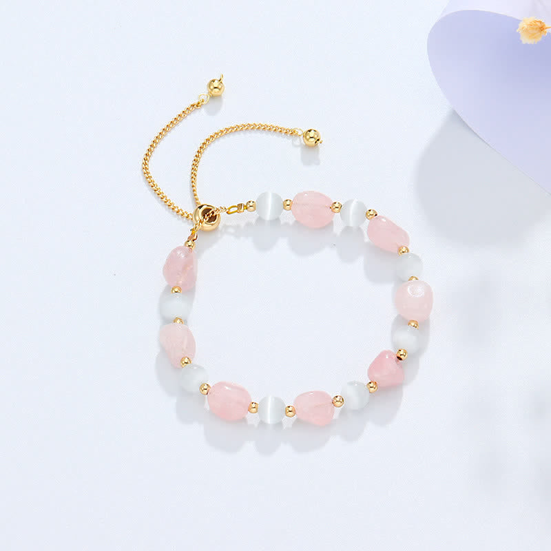 Wear FengShui Amethyst Pink Crystal Black Rutilated Quartz Spiritual Awareness Bracelet