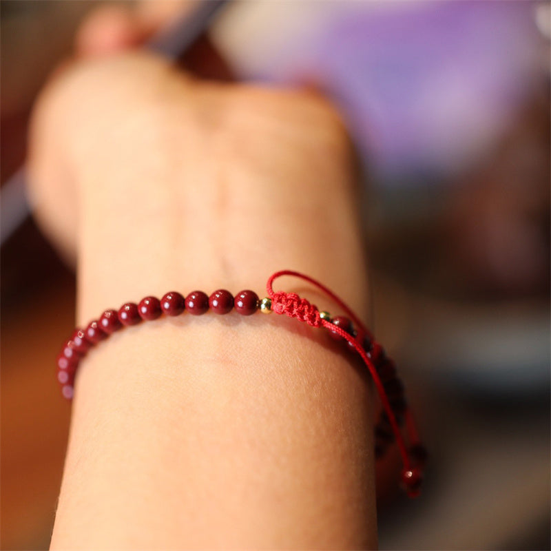 Wear FengShui Natural Cinnabar Blessing Red String Braided Bracelet Anklet