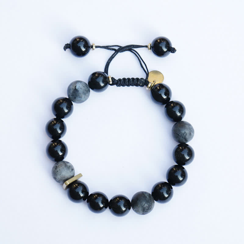 Wear FengShui Black Obsidian Black Glitter Stone Purification Bracelet