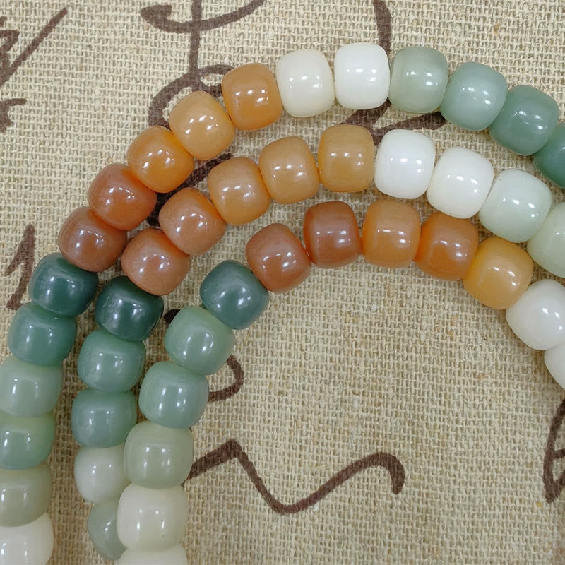 Wear FengShui 108 Mala Beads Gradient Bodhi Seed Green Tara Buddha Engraved Peace Harmony Bracelet