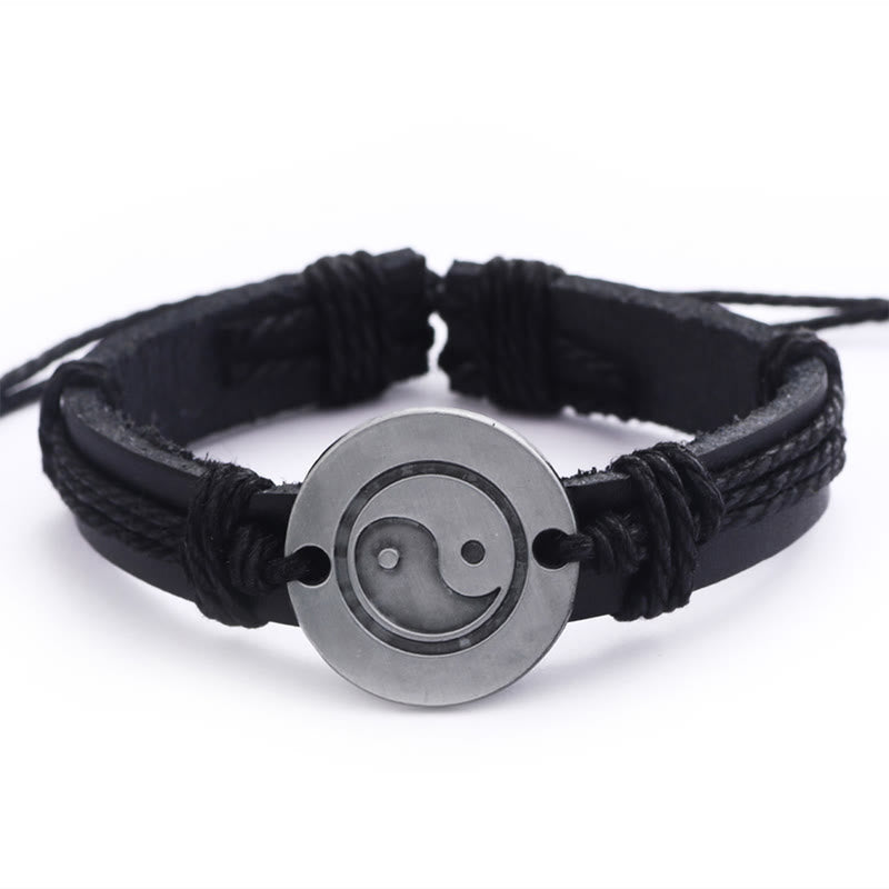 Wear FengShui Retro Yin Yang Leather Harmony String Bracelet