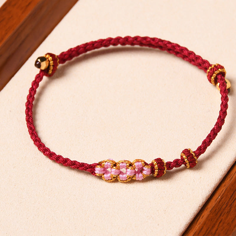 Wear FengShui Handmade Peach Blossom Protection Braided Rope Bracelet