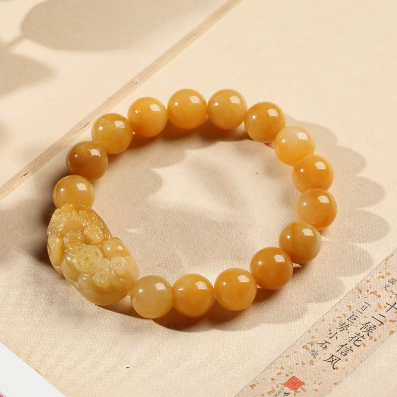 Wear FengShui Golden Silk Jade Pixiu Wealth Bracelet
