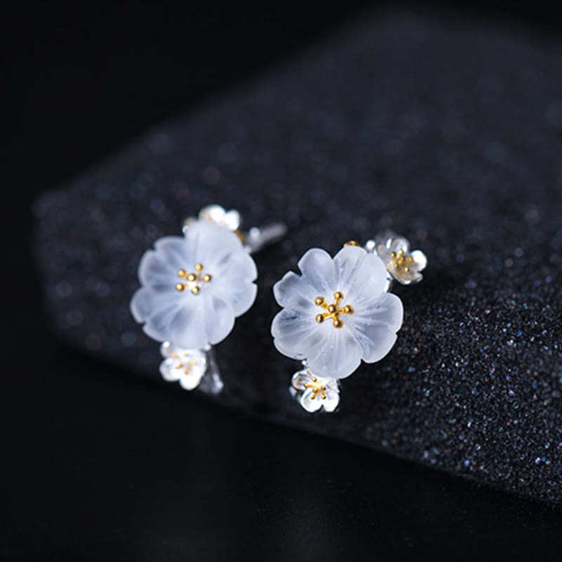 Wear FengShui 925 Sterling Silver Plum Blossom Floral Blessing Earrings