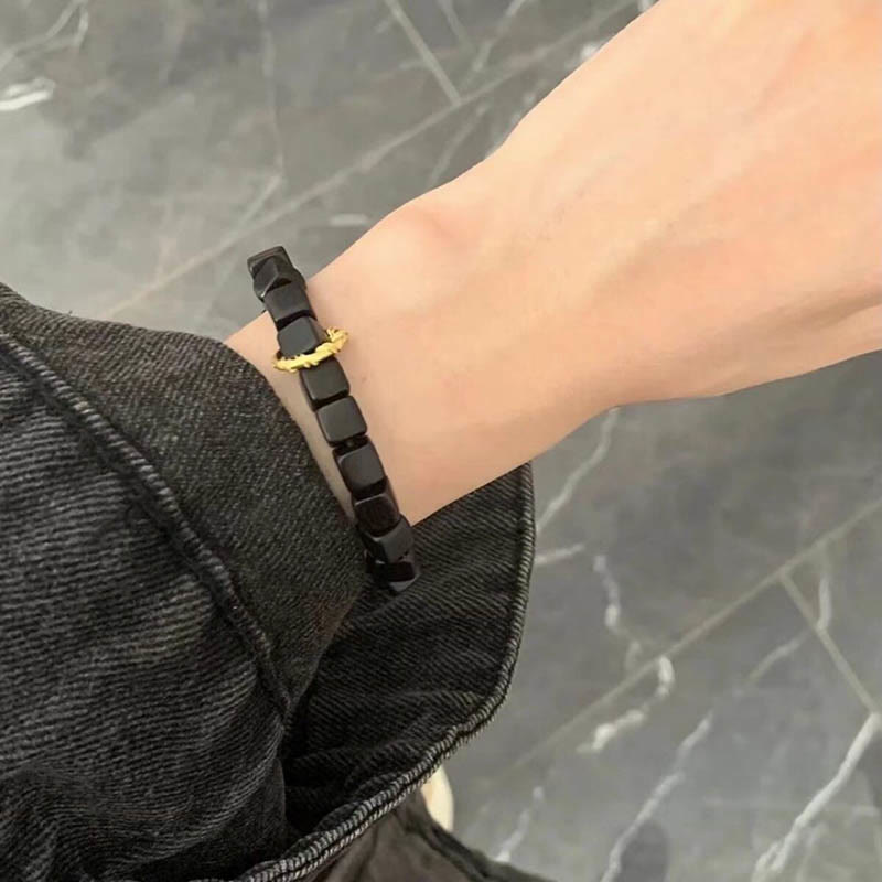 Wear FengShui Tibetan Ebony Wood Square Beads Peace Calm Bracelet