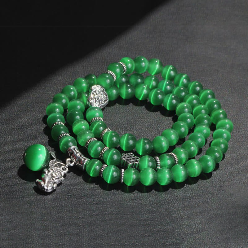 Wear FengShui Cat Eye PiXiu Support Triple Wrap Bracelet