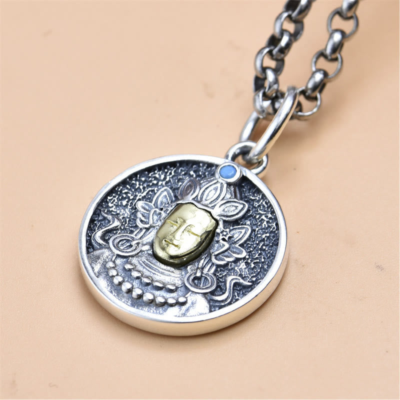 Wear FengShui 925 Sterling Silver Green Tara Double Dorje Vajra Protection Necklace Pendant