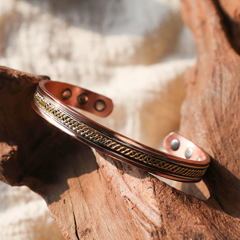 Wear FengShui Magnetic Copper Balance Adjustable Cuff Bracelet Bangle Ring