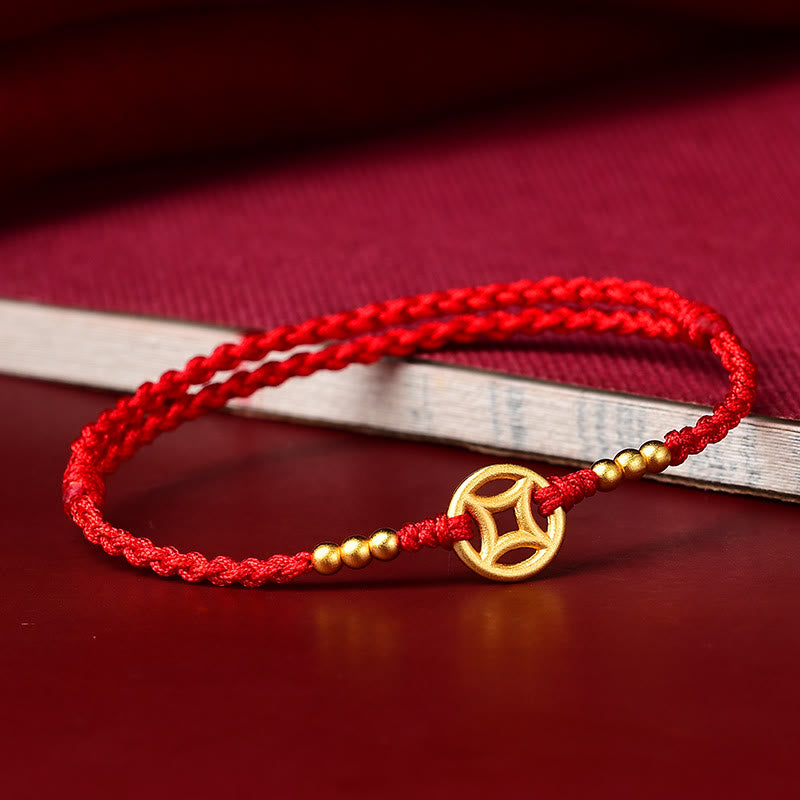 Wear FengShui Copper Coin Strength Braided String Bracelet Anklet