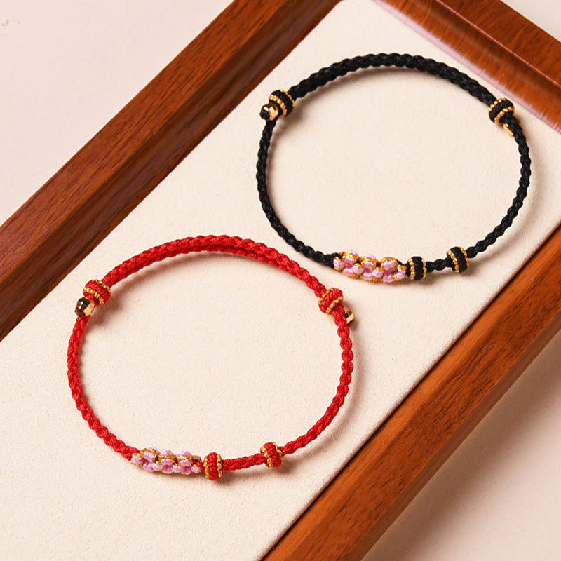 Wear FengShui Handmade Peach Blossom Protection Braided Rope Bracelet