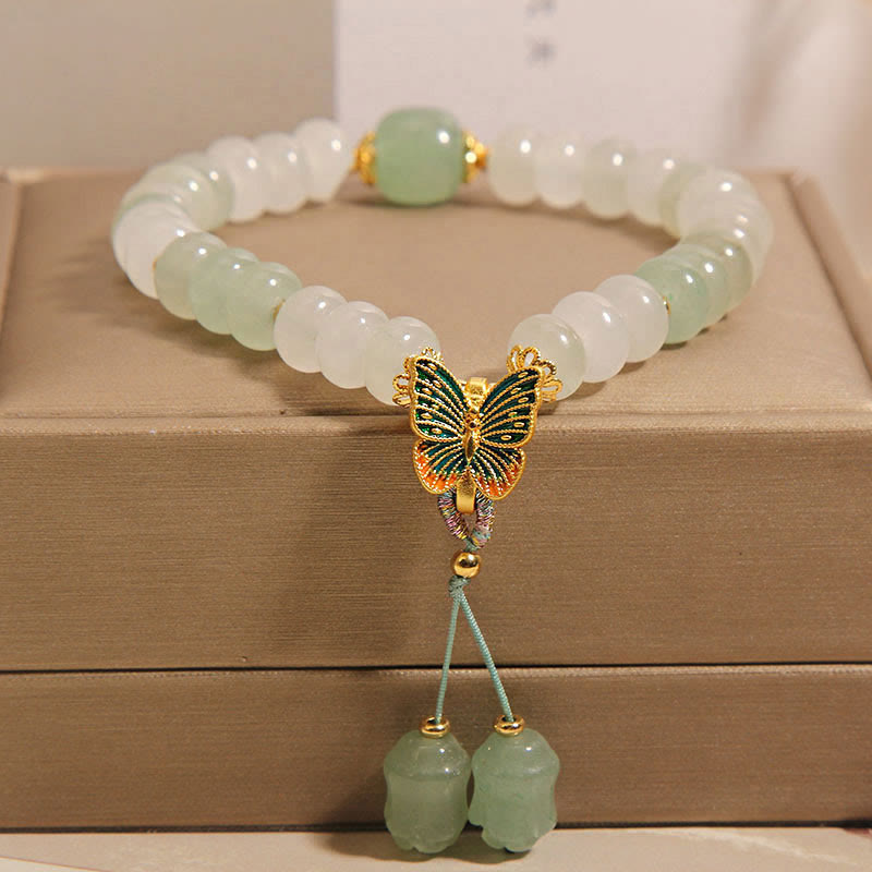 Wear FengShui Natural Tianshan Jade Abacus Beads Butterfly Prosperity Bracelet