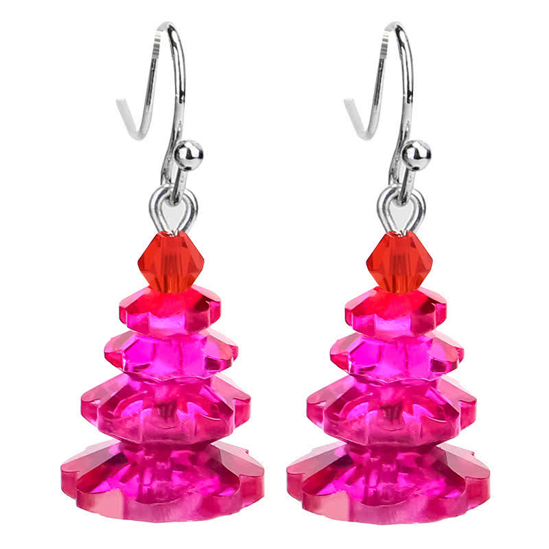 Wear FengShui Various Crystals Christmas Tree Amethyst Peace Healing Drop Earrings