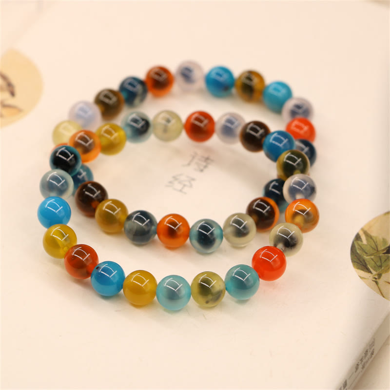 Wear FengShui Colorful Candy Agate Healing Strength Bead Bracelet