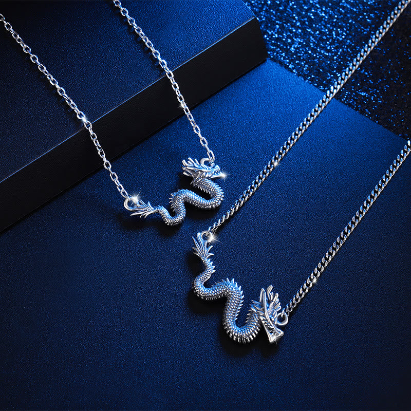 Wear FengShui 925 Sterling Silver Year Of The Dragon Auspicious Dragon Protection Chain Necklace Pendant