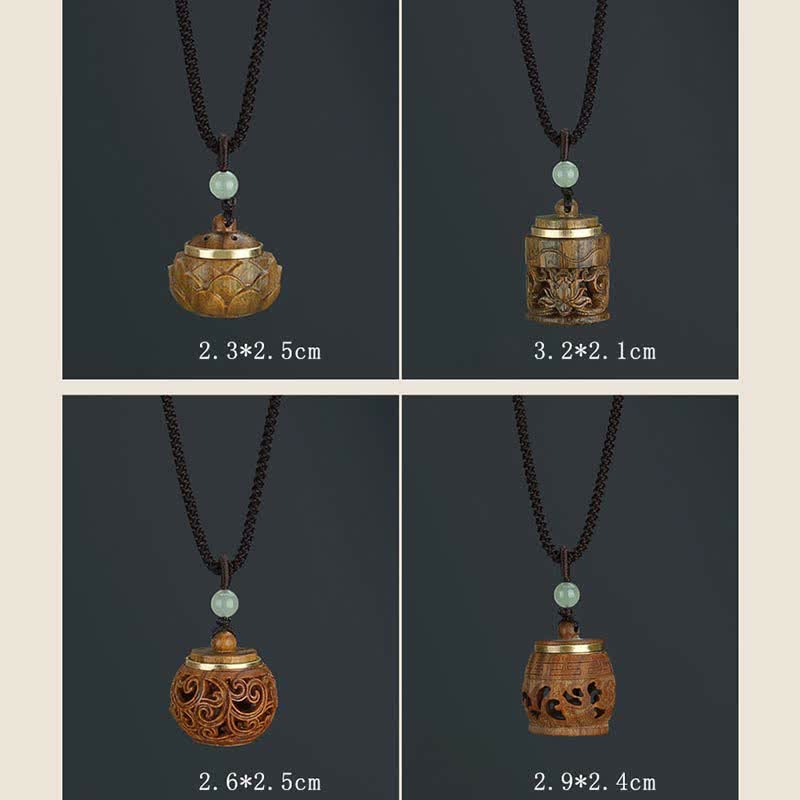Wear FengShui Tibet Green Sandalwood Rosewood Om Mani Padme Hum Lotus Positive Soothing Necklace Pendant