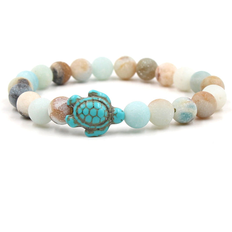 Wear FengShui Natural Stone Sea Turtle Turquoise Blessing Bracelet