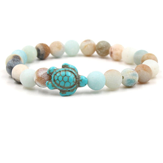 Wear FengShui Natural Stone Sea Turtle Turquoise Blessing Bracelet