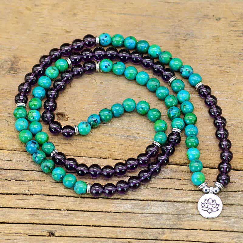 Wear FengShui Amethyst Green Aventurine Spiritual Lotus Charm Bracelet