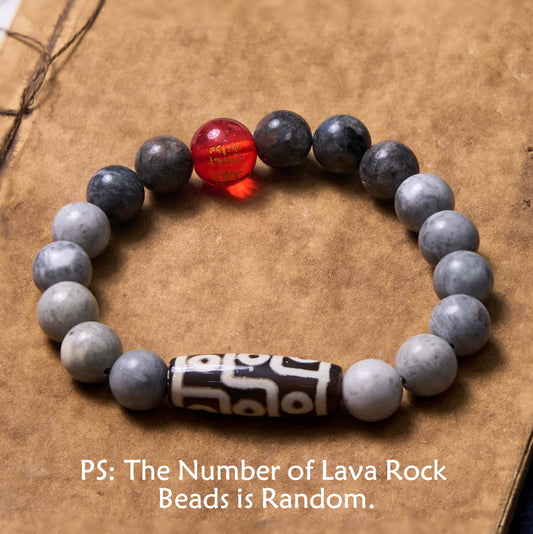 Wear FengShui Tibetan Nine-Eye Dzi Bead Picasso Jasper Positive Bracelet