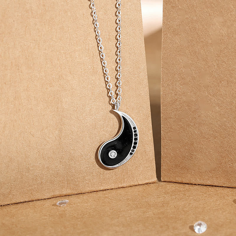 Wear FengShui 925 Sterling Silver Yin Yang Symbol Harmnoy Necklace Pendant