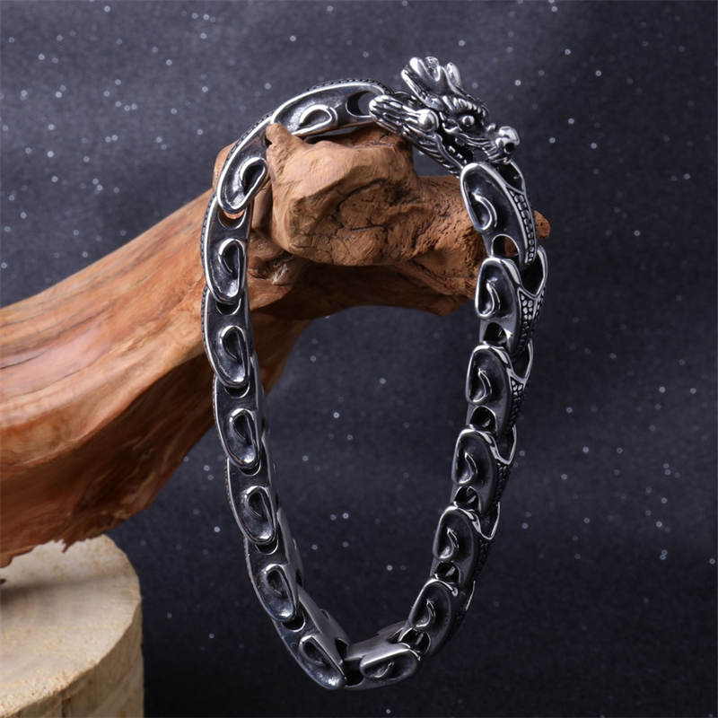 Wear FengShui Dragon Titanium Steel Luck Bracelet Bangle