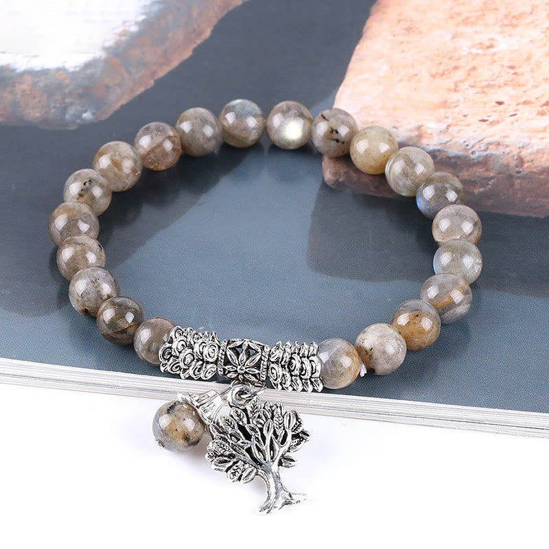 Wear FengShui Natural Gemstone Tree of Life Lucky Charm Stretch Bracelet