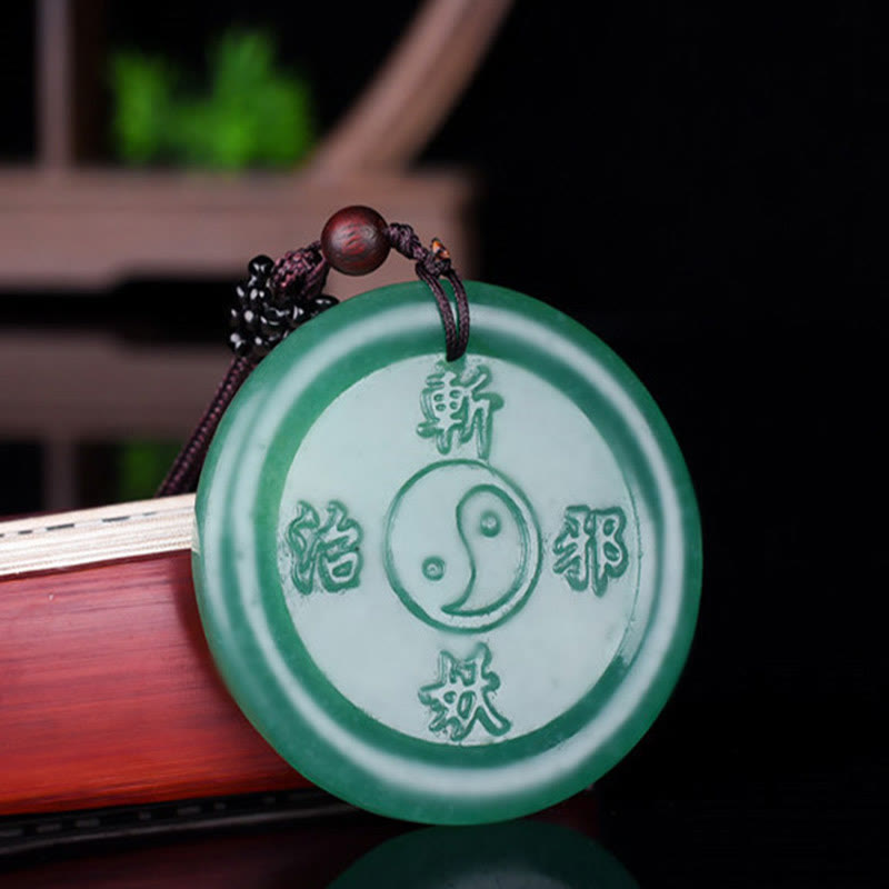 Wear FengShui Green Aventurine Yin Yang Balance Necklace Pendant