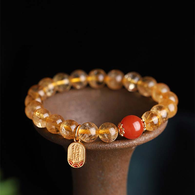 Wear FengShui Citrine Red Agate Fortune Charm Bracelet