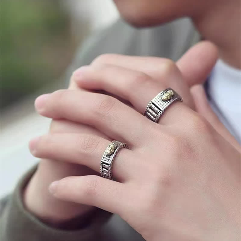 Wear FengShui Lucky FengShui PiXiu Wealth Prayer Wheels Couple Ring