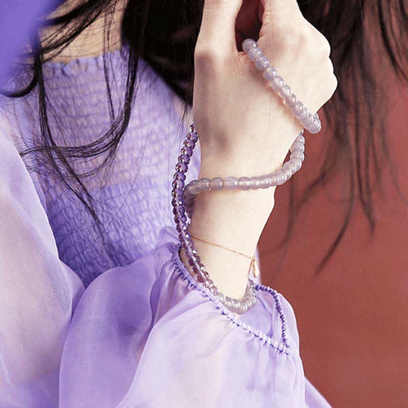 Wear FengShui Natural Amethyst Crystal Meditation Healing Bracelet