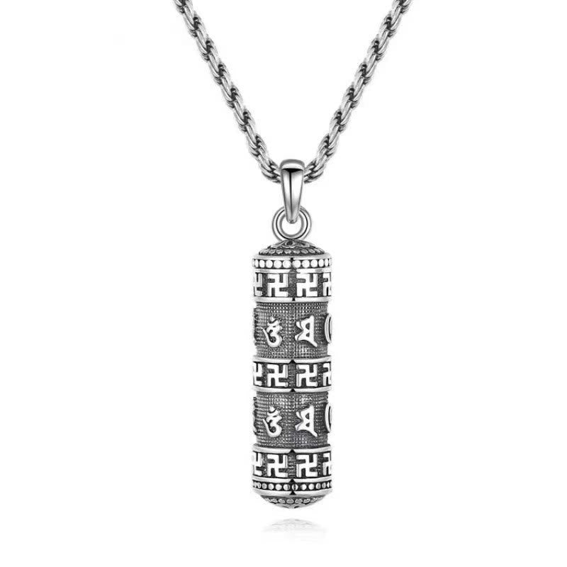 Wear FengShui Om Mani Padme Hum Swastika Twisted Chain Wisdom Necklace Pendant