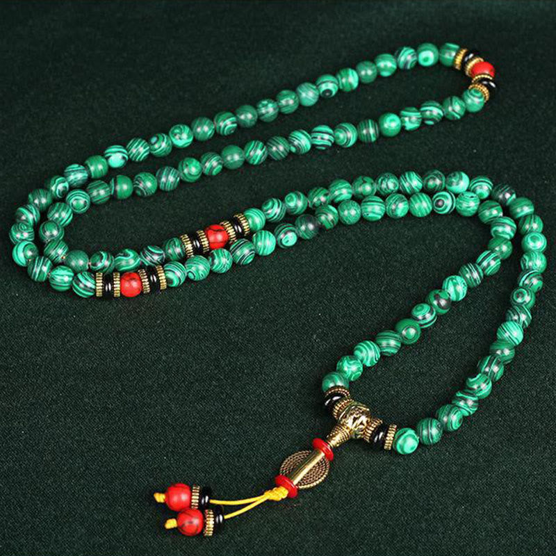Wear FengShui Tibetan 108 Mala Malachite Beads Bracelet Necklace